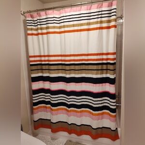 Kate Spade New York Fabric Shower Curtain Striped Blue Beige Pink 70" W X74" L